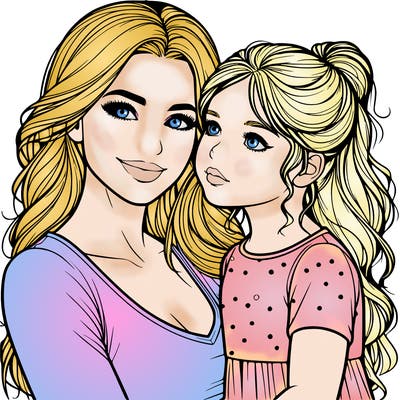 a realistic mom and daughter