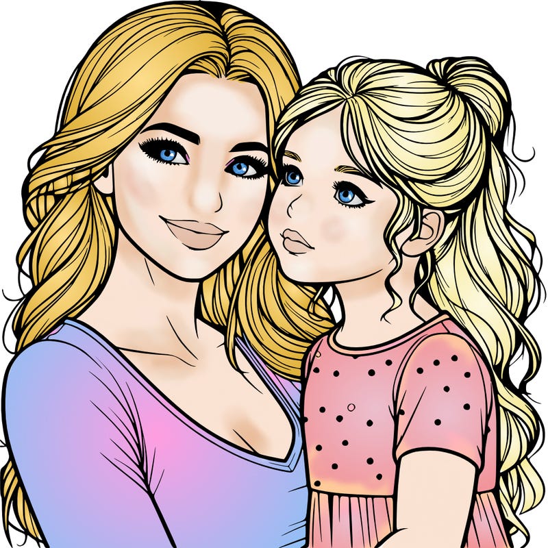 a realistic mom and daughter
