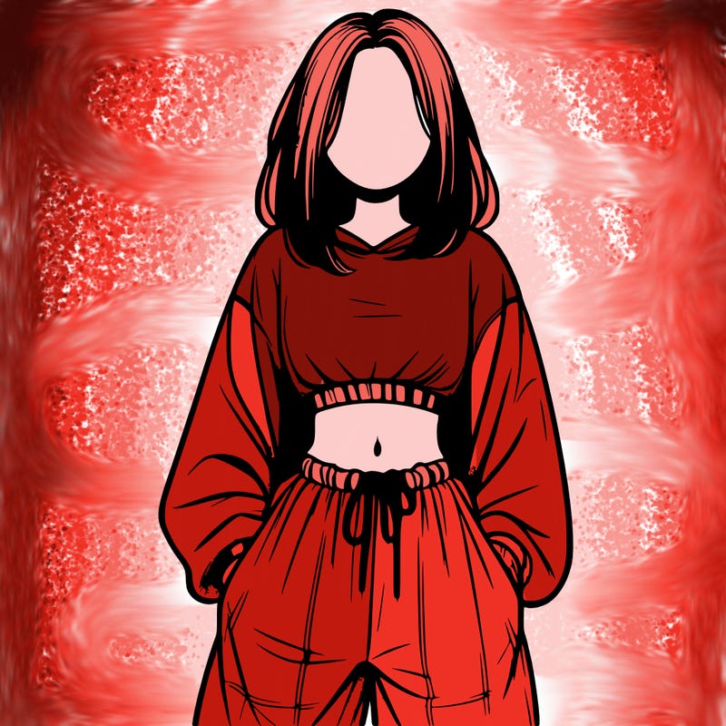 realistic girl faceless with baggy pants and a crop top