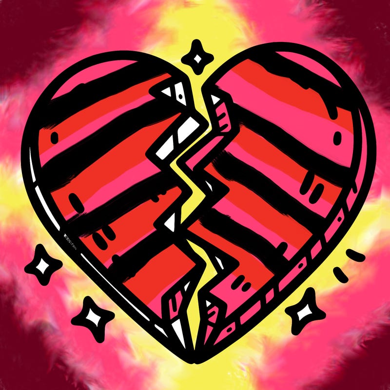 split in half heart