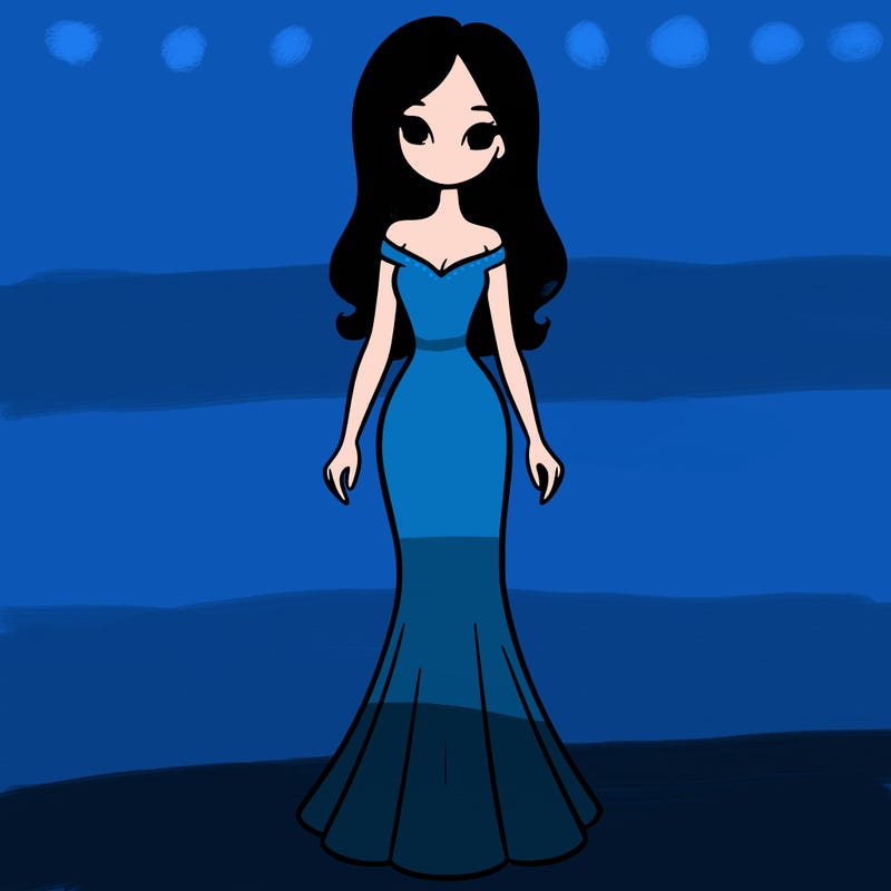 girl in long fitted dress