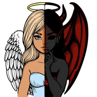 realistic angel half demon