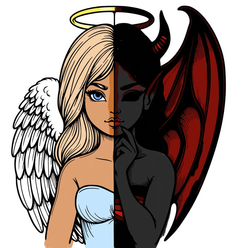 realistic angel half demon