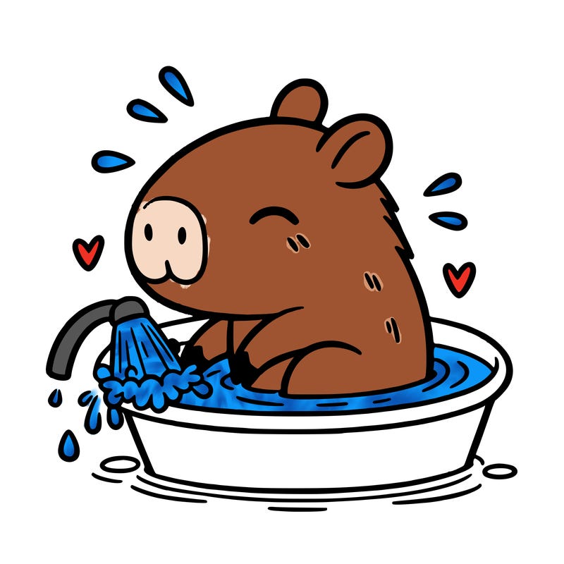 capybara taking a bath