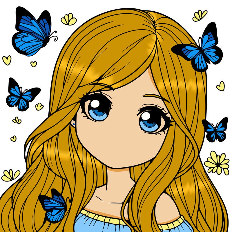 realistic girl with butterflies around her