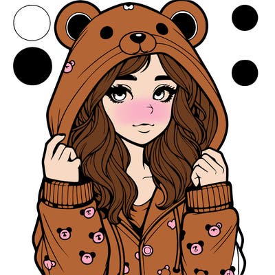 realistic girl in a animal pjs hoodie
