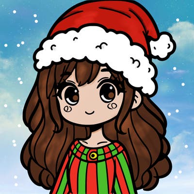 a girl with a santa hat