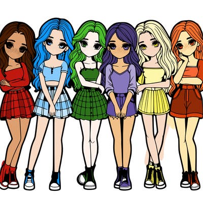 a group of girls realistic
