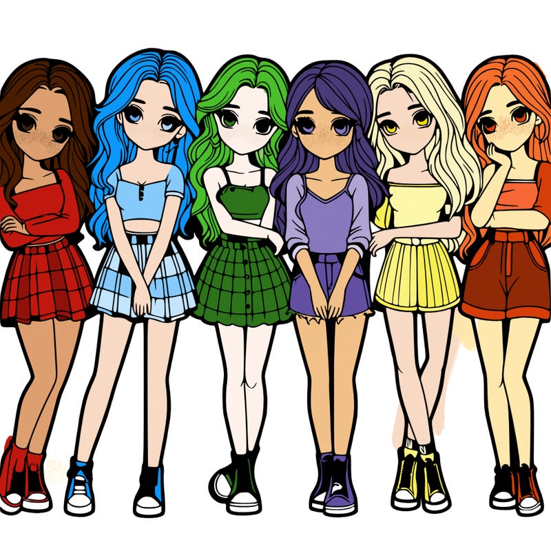 a group of girls realistic