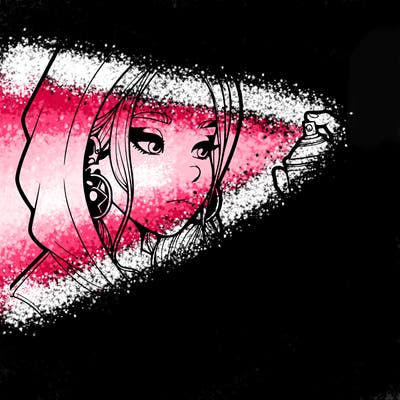 a realistic girl, spray painting