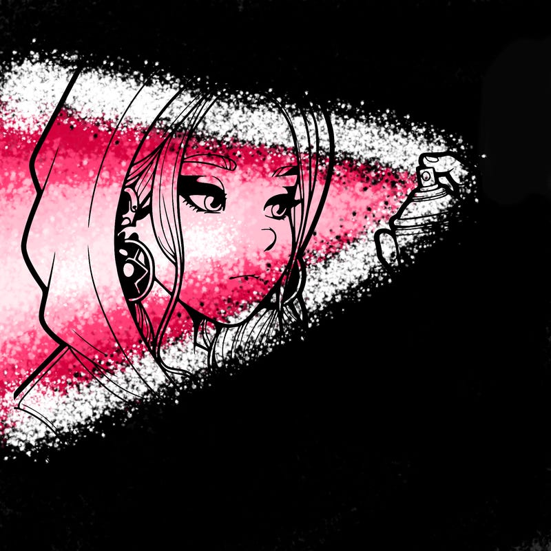 a realistic girl, spray painting