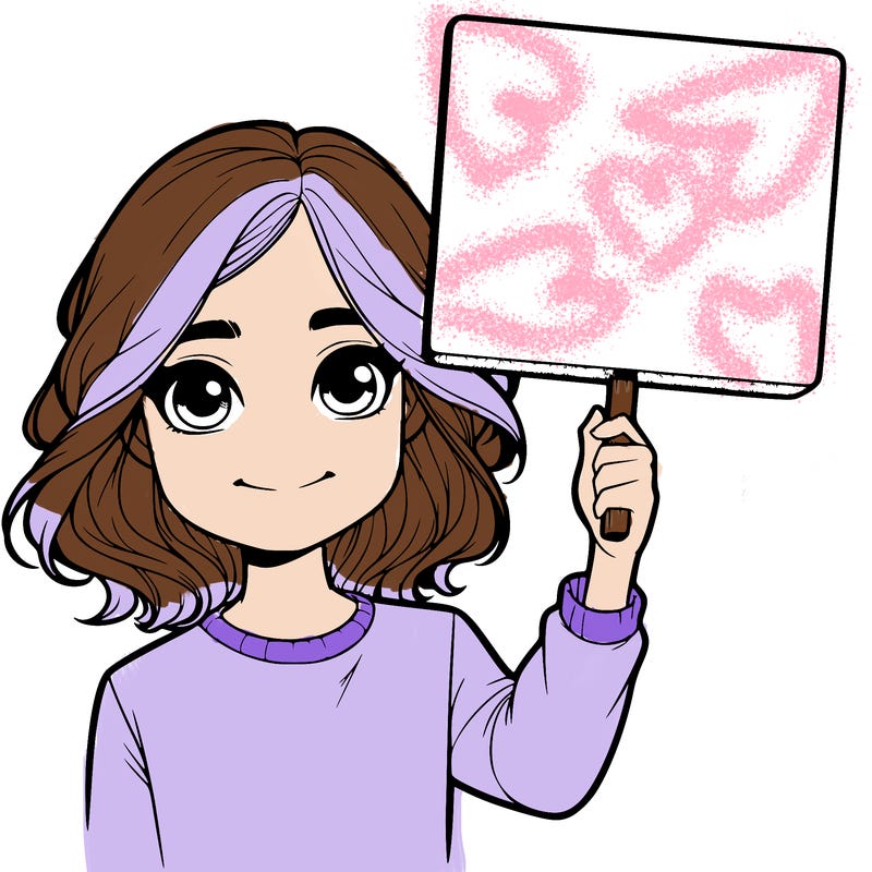 realistic girl holding up a sign