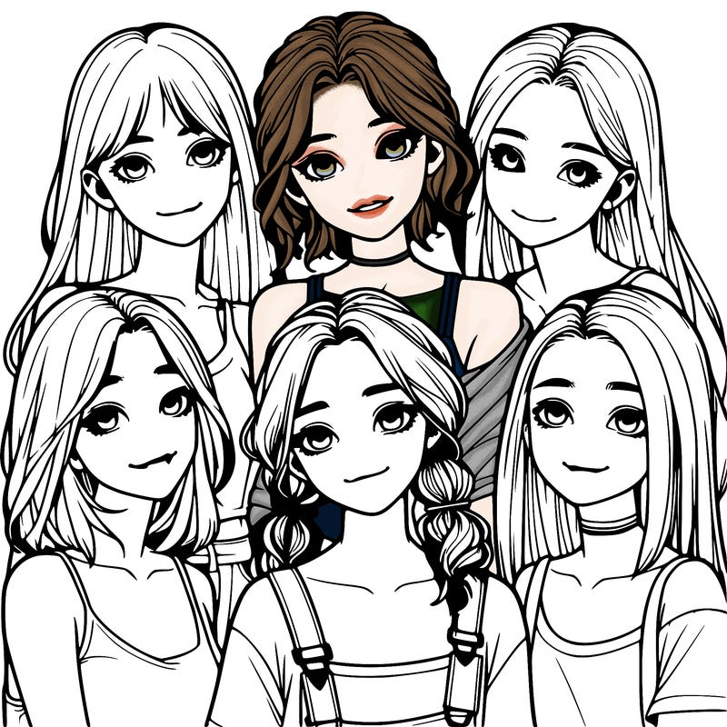 a group of girls realistic