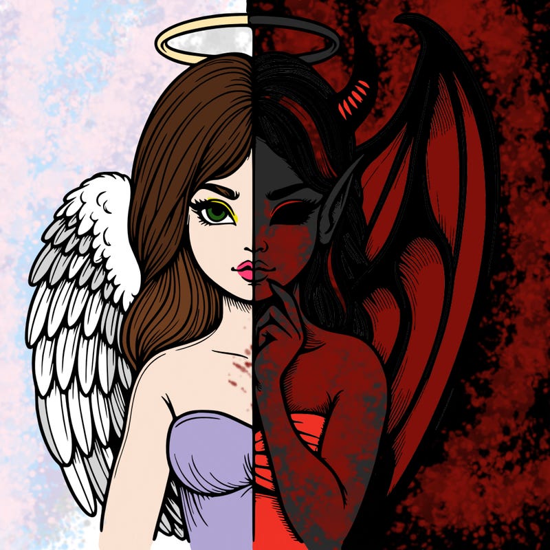 realistic angel half demon