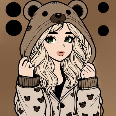 realistic girl in a animal pjs hoodie
