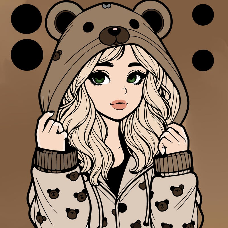 realistic girl in a animal pjs hoodie
