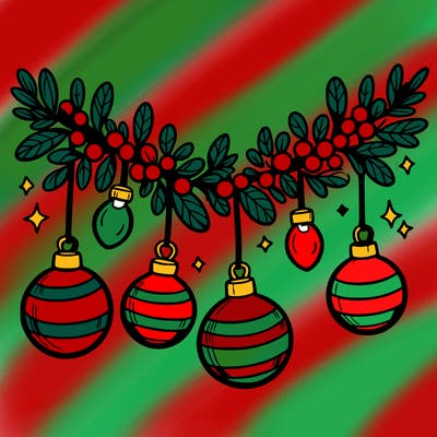 christmas garland with big bulbs