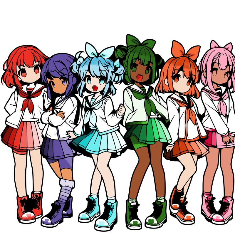 a group of young anime girls