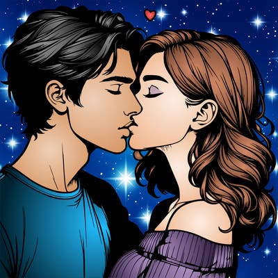 realistic couple kissing
