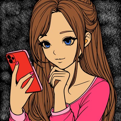 realistic girl with a  iphone
