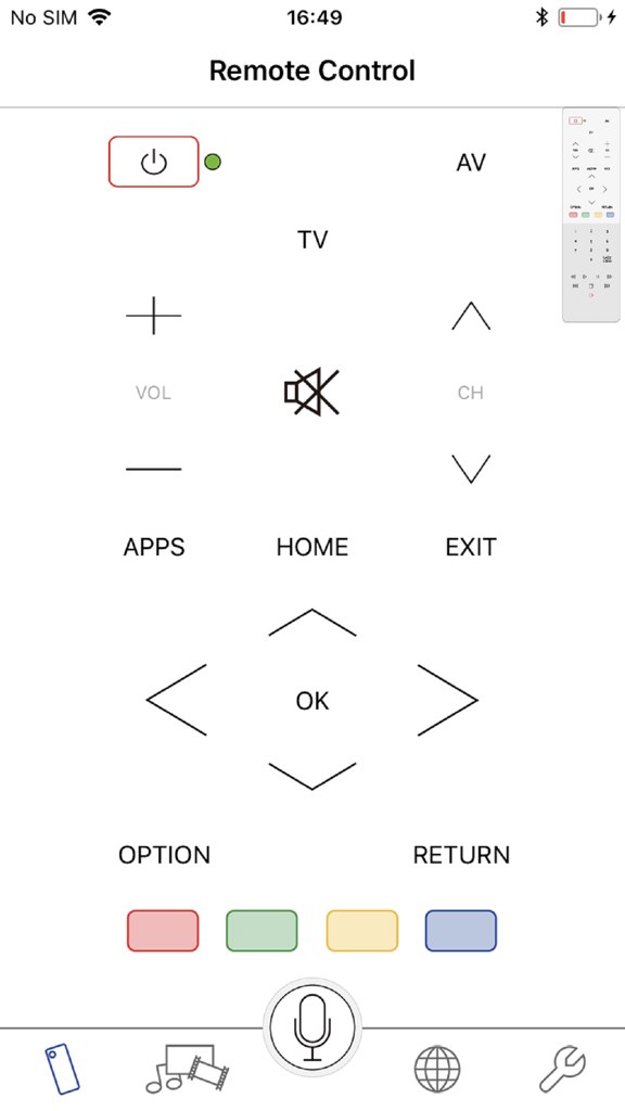 Panasonic TV Remote 3 - Digital remote control interface of the Panasonic TV Remote 3 app showing standard TV controls like volume channel and navigation