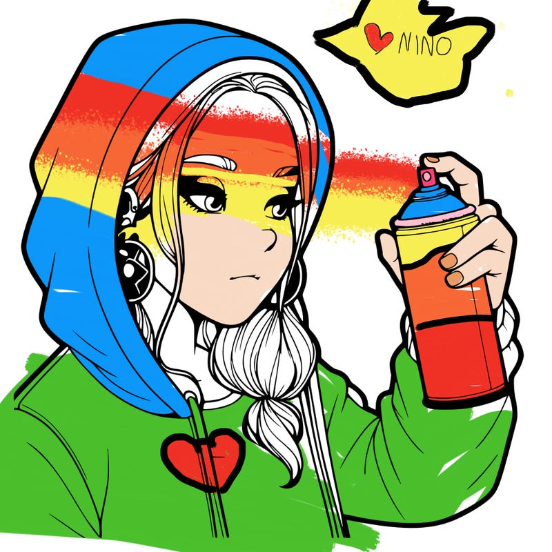 a realistic girl, spray painting