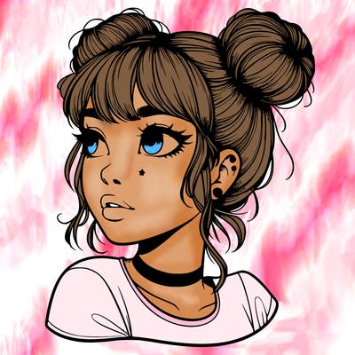 realistic girl with spacebuns