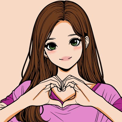 a girl doing heart hands realistic
