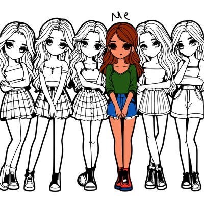 a group of girls realistic