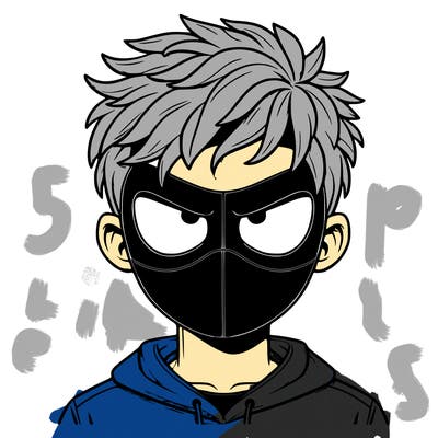 guy with white hair and black mask