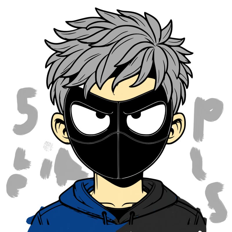 guy with white hair and black mask