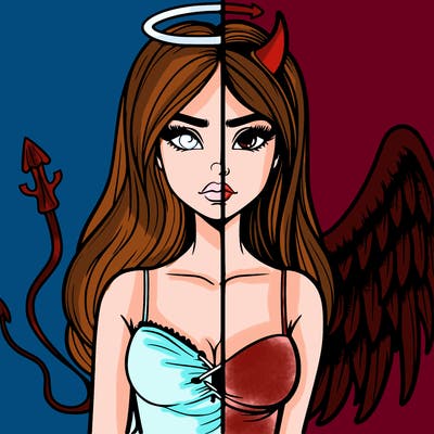 devil vs angel realistic girl