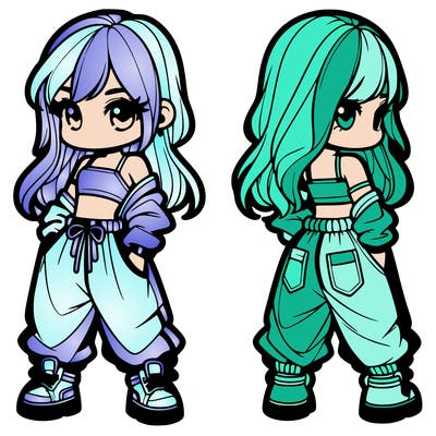 girl in crop top and baggy pants