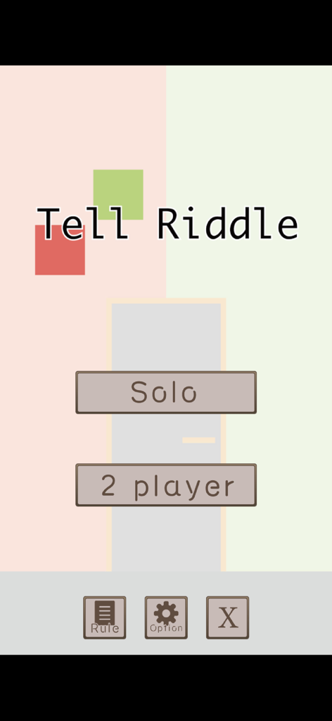 Escape game Tell a Riddle - Menu principale del gioco di fuga Tell a Riddle che mostra pulsanti per la modalità giocatore singolo e a due giocatori