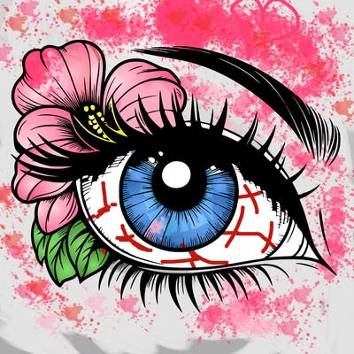 realistic eye with flower