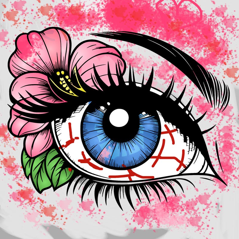 realistic eye with flower