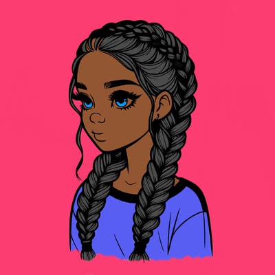 realistic girl with braids