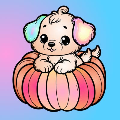 cute little puppy in a pumpkin
