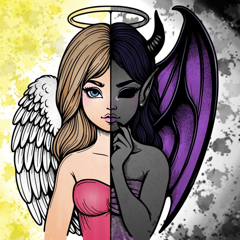 realistic angel half demon