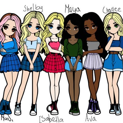 a group of girls realistic