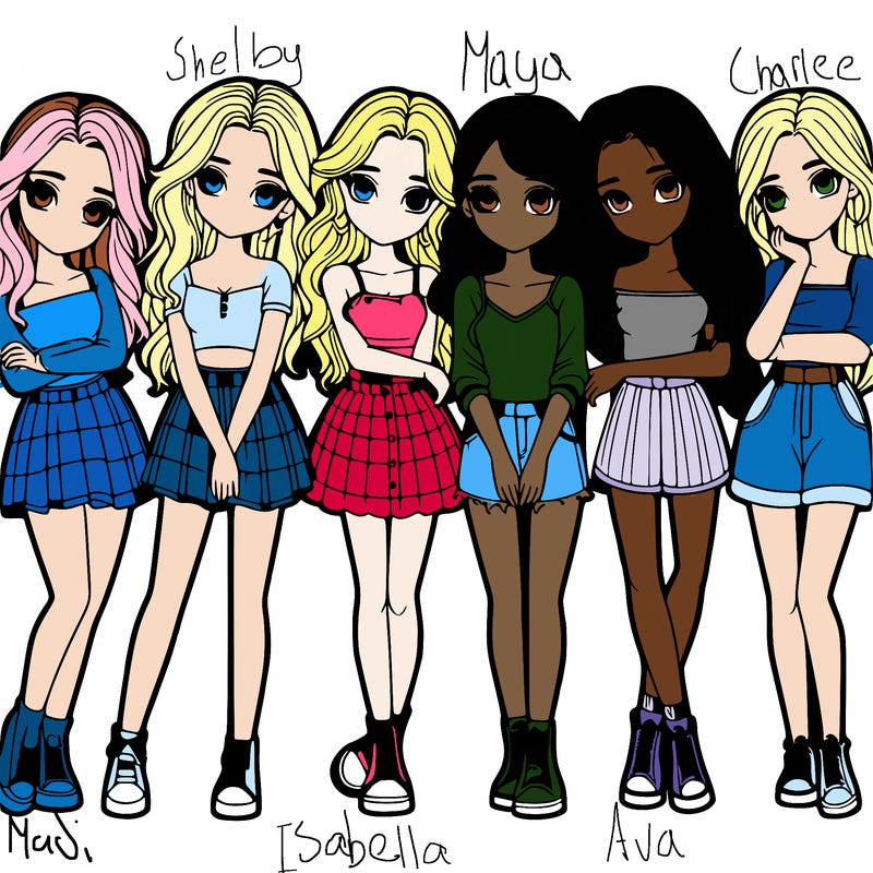 a group of girls realistic