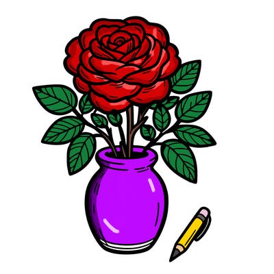 rose in a slender vase