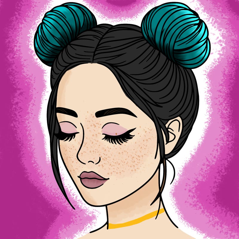 woman with hair buns