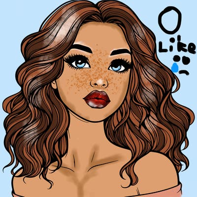 realistic girl with wavy hair and lips