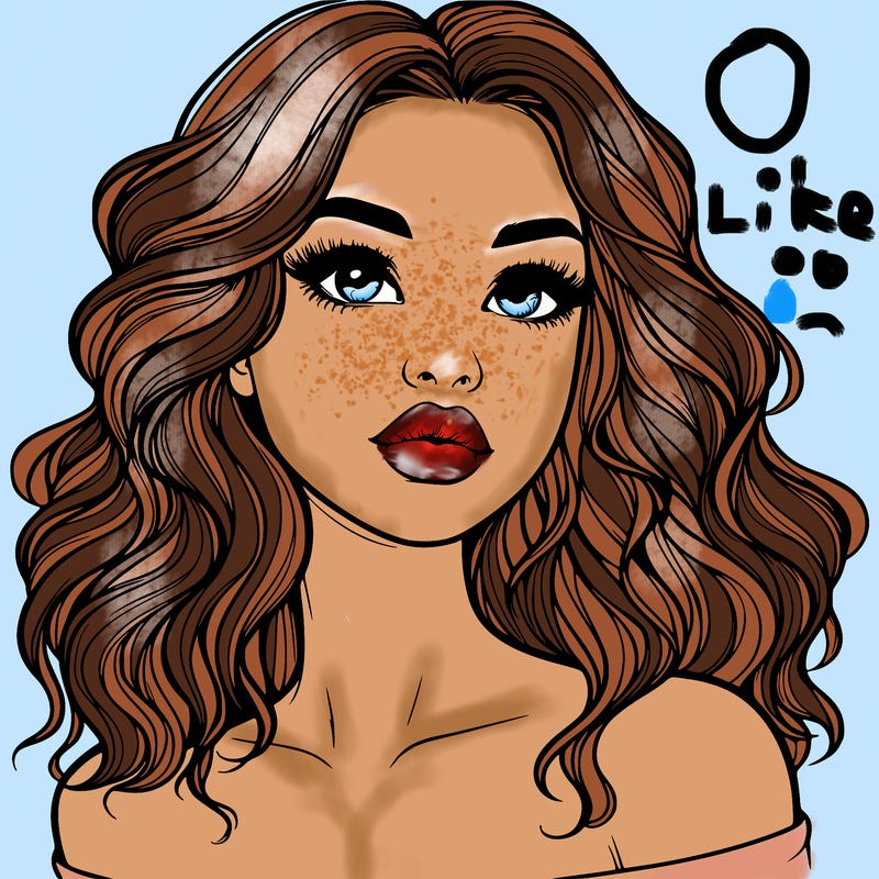 realistic girl with wavy hair and lips