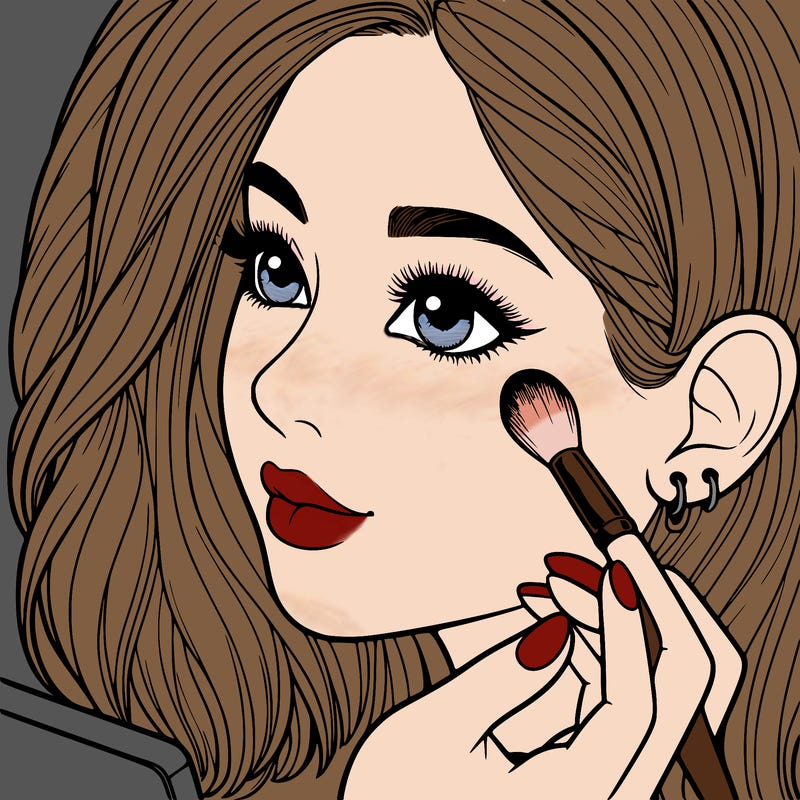 a realistic girl doing her makeup