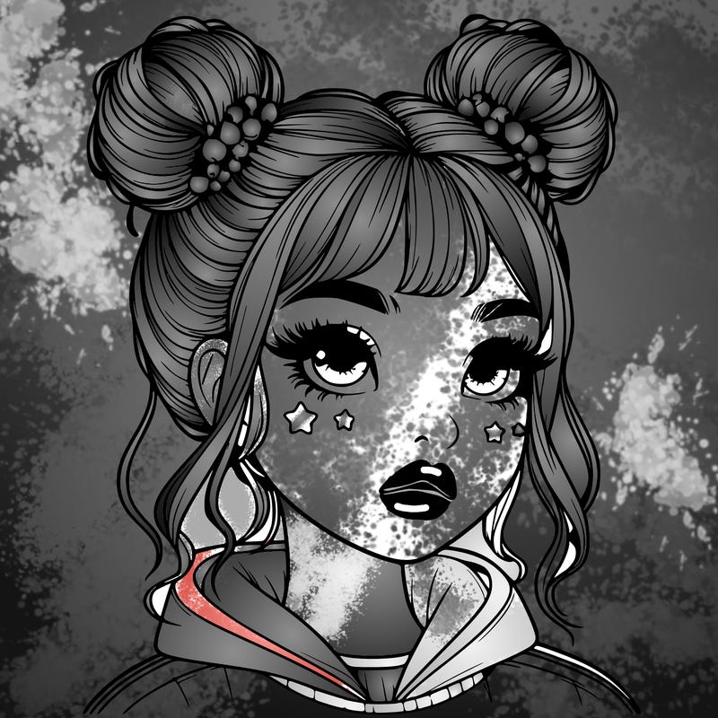 realistic girl with space buns