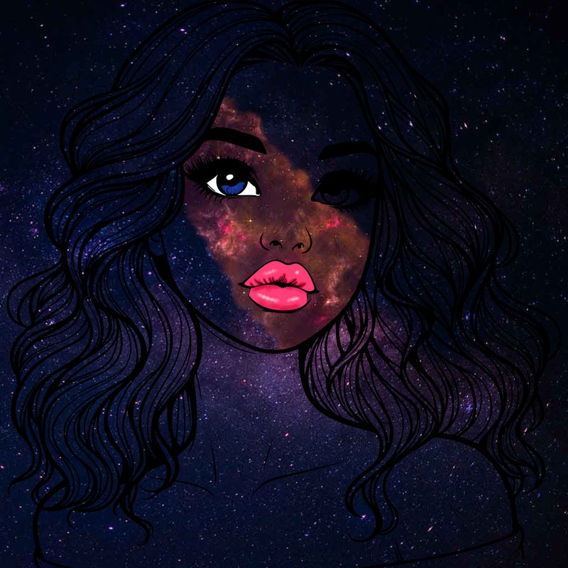 realistic girl with wavy hair and lips