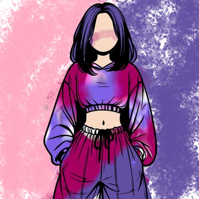 realistic girl faceless with baggy pants and a crop top