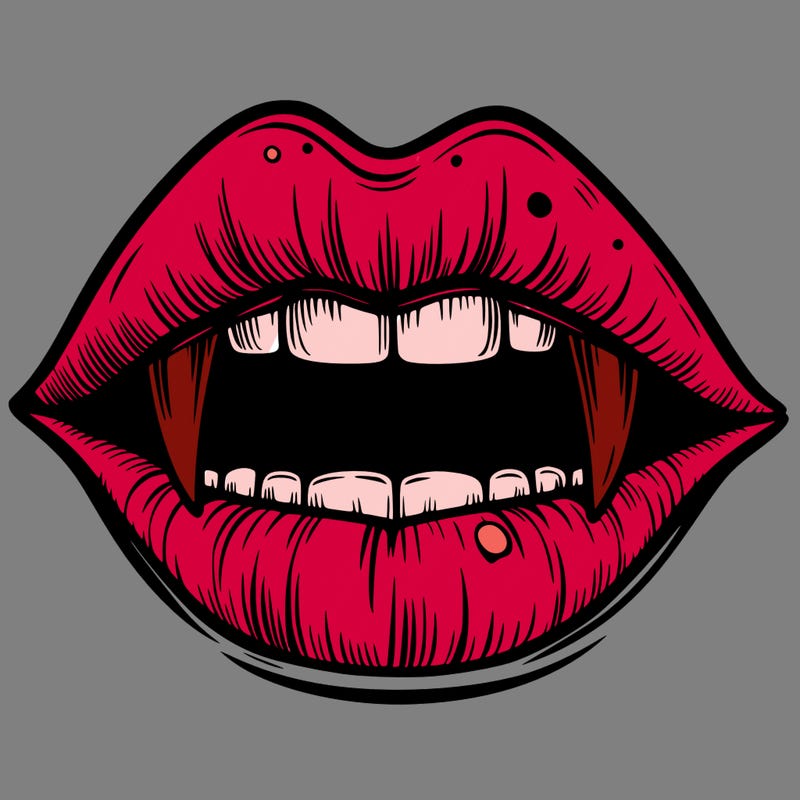 lips with vampire teeth